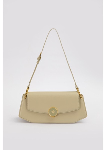 Yeşil Oval Gold Aksesuarlı Omuz Çantası