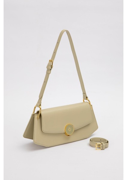 Yeşil Oval Gold Aksesuarlı Omuz Çantası fiyatları