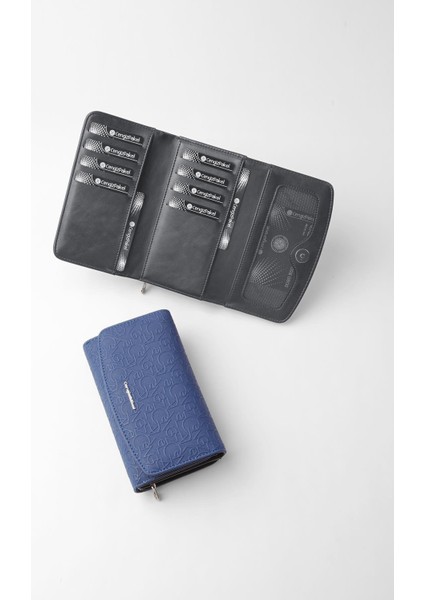 Orta Boy Desenli Kadın Cüzdan/portföy – 65302G - Saks/siyah