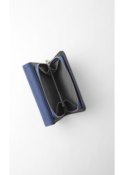 Orta Boy Desenli Kadın Cüzdan/portföy – 65302G - Saks/siyah modelleri