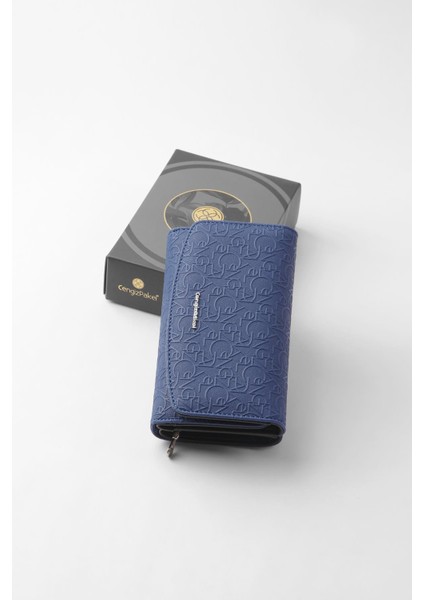 Orta Boy Desenli Kadın Cüzdan/portföy – 65302G - Saks/siyah fırsatları