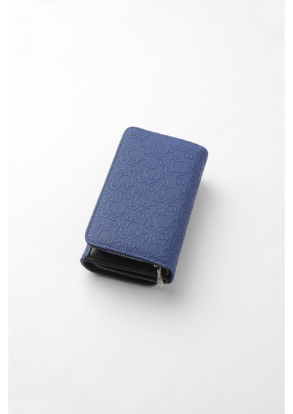 Orta Boy Desenli Kadın Cüzdan/portföy – 65302G - Saks/siyah indirimleri