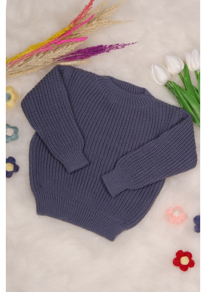 Cocuk-Bebek Triko Bayram ve Mevsimlik Kazak Kazak Indigo Mavi