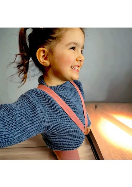 Çocuk Bisiklet Yaka Oversize Triko Kazak