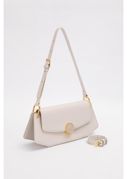 Gri Oval Gold Aksesuarlı Omuz Çantası fiyatları