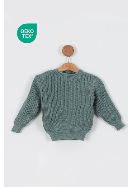 Unisex Bebek Çocuk Bisiklet Yaka Oversize Triko Kazak 6 Ay-5 Yaş