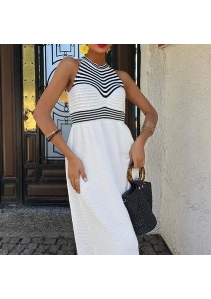 Roba Çizgili Uzun Triko Elbise 2858 fiyatları
