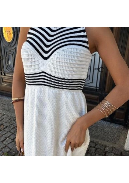Roba Çizgili Uzun Triko Elbise 2858 indirimleri