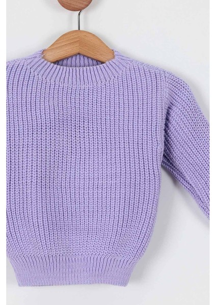 Unisex Bebek Çocuk Bisiklet Yaka Extra Esnek Lila Triko Kazak fiyatları