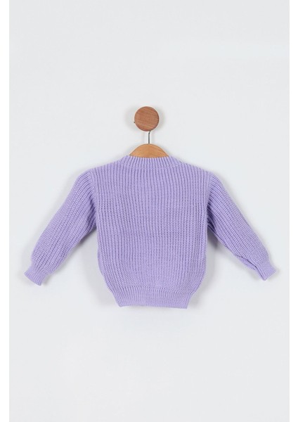 Unisex Bebek Çocuk Bisiklet Yaka Extra Esnek Lila Triko Kazak modelleri