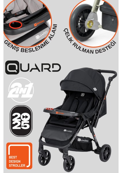 Pixel Comfort Yeni Nesil Çift Yönlü Bebek Arabası Siyah