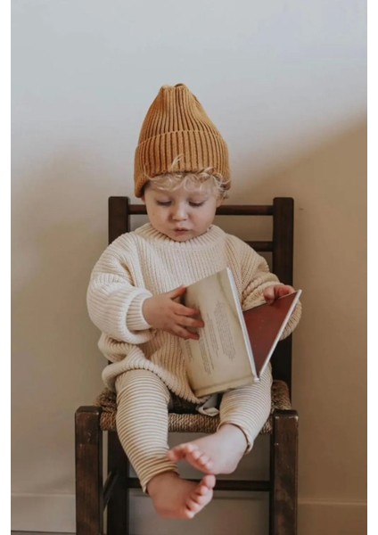 Triko Kazak Çocuk Kazak Bebek Kazak Şık Kışlık Mevsimlik 2-3 Yaş Ekru fırsatları