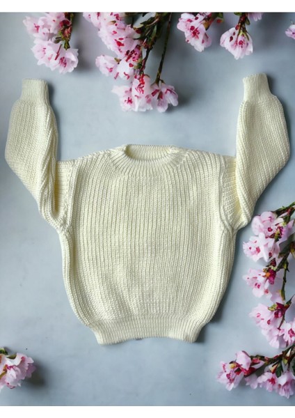 Triko Kazak Çocuk Kazak Bebek Kazak Şık Kışlık Mevsimlik 2-3 Yaş Ekru indirimleri