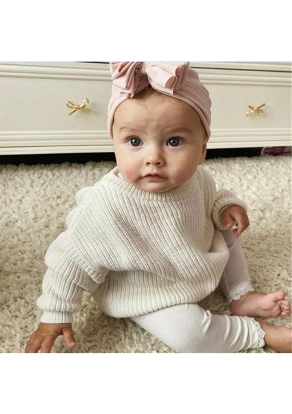 Triko Kazak Çocuk Kazak Bebek Kazak Şık Kışlık Mevsimlik 2-3 Yaş Ekru