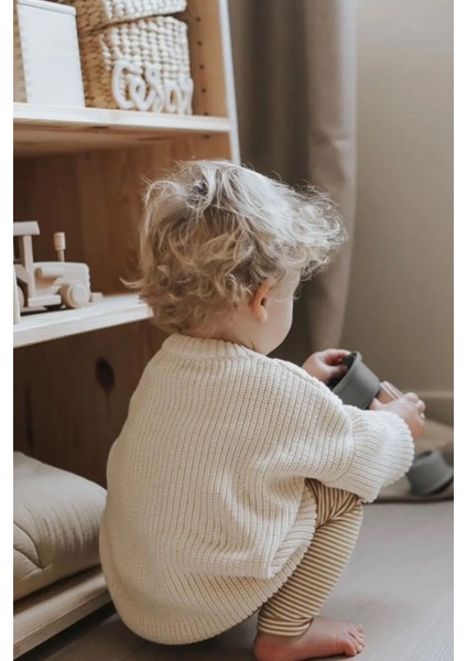 Triko Kazak Çocuk Kazak Bebek Kazak Şık Kışlık Mevsimlik 2-3 Yaş Ekru