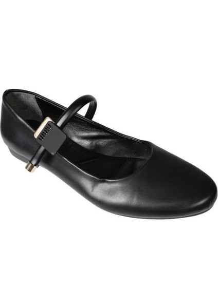 Yazkış Kadın Siyah Ten Cilt Üzeri Atkılı Babet