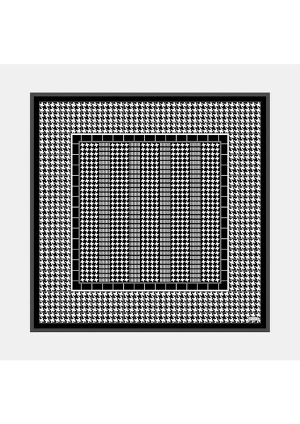 Kazayağı Desenli Tivil Ipek Eşarp 40718-SIYAH