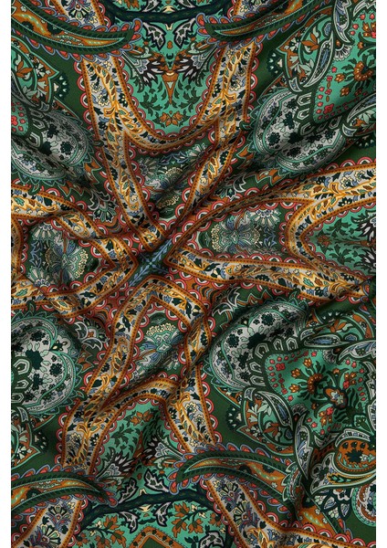 Şal Desenli Tivil Ipek Eşarp 41491-YEŞIL fiyatları