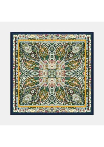 Şal Desenli Ipek Eşarp 41489-YEŞIL