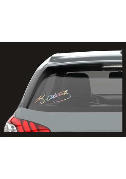 2 Adet 20X8 cm Hologram Renkli Mustafa Kemal Atatürk Imza Sticker Laptop Kask Araba Motor Defter Sticker