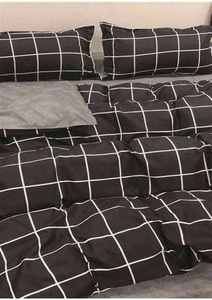Tek Kişilik Nevresim Takımı Lastikli Çarşaf Kare Siyah Beyaz fiyatları