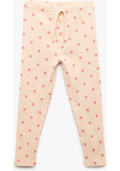 Pamuklu Puantiyeli Beli Lastikli Basic Tayt