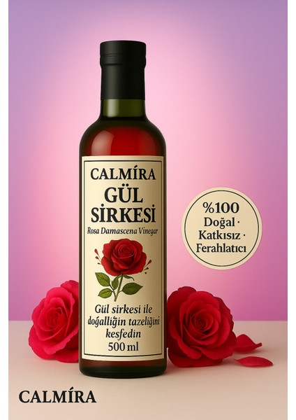 Gül Sirkesi 500ML Doğal Fermantasyon ( Natural Fermentation Rose Vinegar)