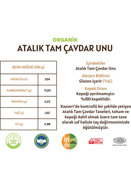 Taş Değirmenden Gurme & Organik Atalık Tam Çavdar Unu - 10 Kilo fiyatları