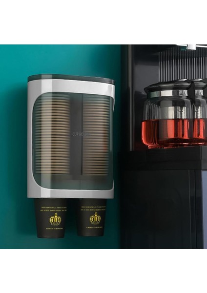 Sunup SN-27108 Kendinden Yapışkanlı Çiftli Plastik Karton Bardak Dispenseri Su Sebili Kahve Makinası Yanı Bardaklık fiyatları