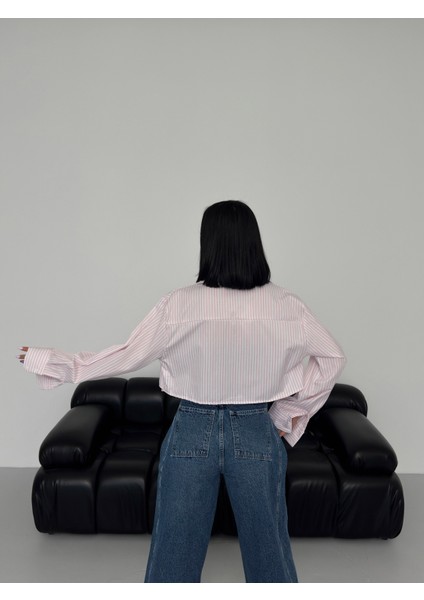 Kadın Gömlek Crop Uzun Kollu Fermuarlı Göbek Üstü, ve Büyük Cepler fiyatları