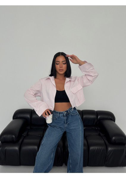 Kadın Gömlek Crop Uzun Kollu Fermuarlı Göbek Üstü, ve Büyük Cepler modelleri