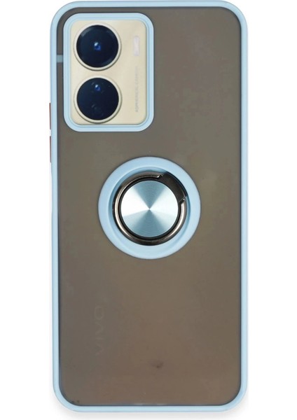 Newface Vivo Y16 Kılıf Montreal Yüzüklü Silikon Kapak - Buz Mavi