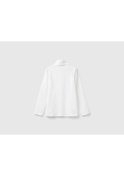 Kız Çocuk Ekru Balıkçı Yaka Basic T-Shirt fiyatları