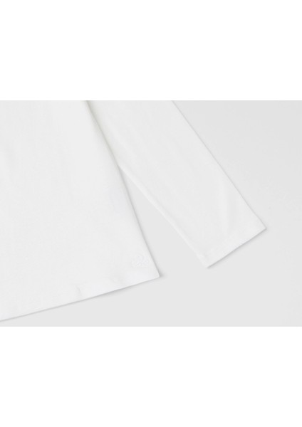 Kız Çocuk Ekru Balıkçı Yaka Basic T-Shirt modelleri