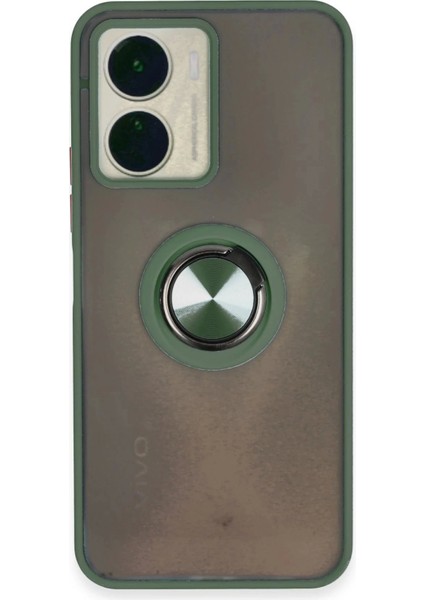 Newface Vivo Y16 Kılıf Montreal Yüzüklü Silikon Kapak - Yeşil