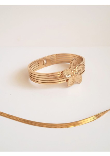 Çelik Çiçek Kelepçe Bileklik