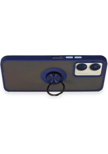 Newface Vivo Y16 Kılıf Montreal Yüzüklü Silikon Kapak - Lacivert modelleri