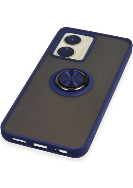 Newface Vivo Y16 Kılıf Montreal Yüzüklü Silikon Kapak - Lacivert indirimleri