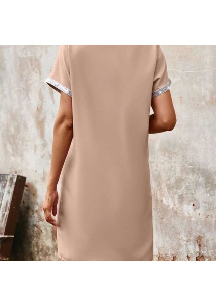 Kadın Yaka ve Kol Pul Payet Şeritli Ithal Krep Elbise indirimleri