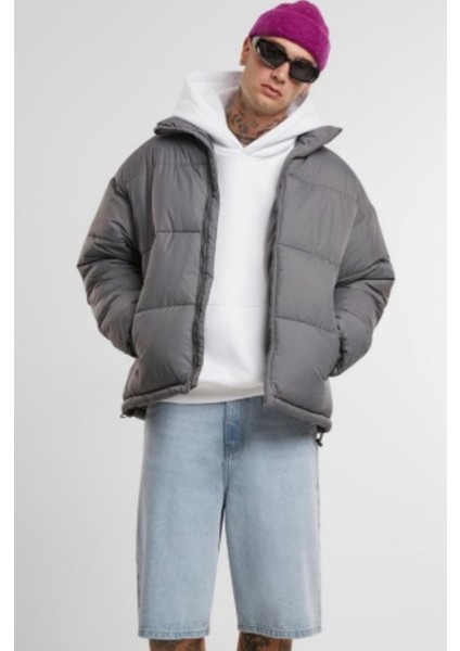 Beyaz Kanguru Model Oversize Kalıp Erkek Sweatshirt