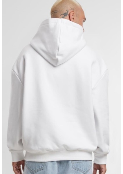 Beyaz Kanguru Model Oversize Kalıp Erkek Sweatshirt fiyatları