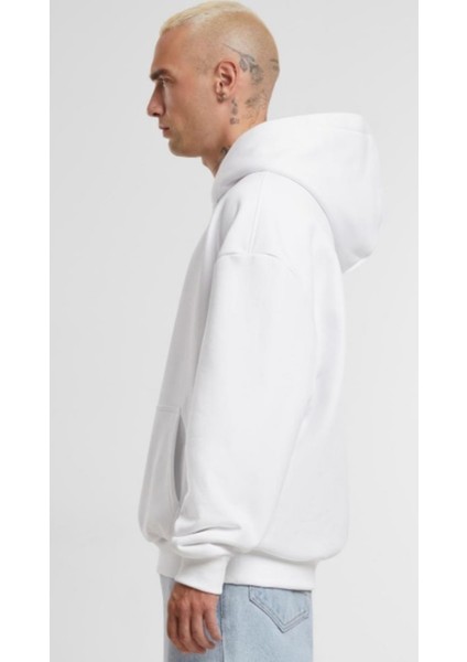 Beyaz Kanguru Model Oversize Kalıp Erkek Sweatshirt fırsatları