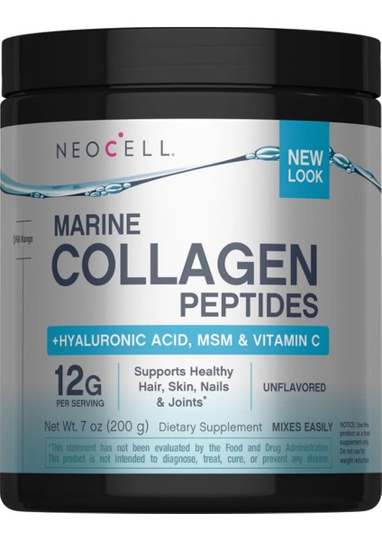 Marine Collagen Peptides + Hyaluronic Acid & C Powder, 7 Oz (200 G) Powder