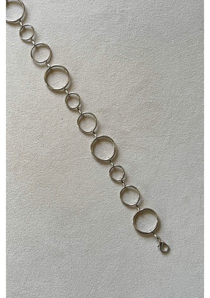 Gümüş Halka Detaylı Bel Zinciri