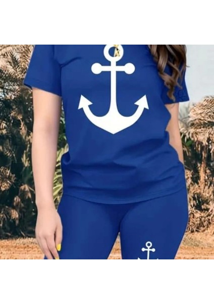 Kadın Kısa Kollu Çapa Baskılı Viskon Ikili Takım fiyatları