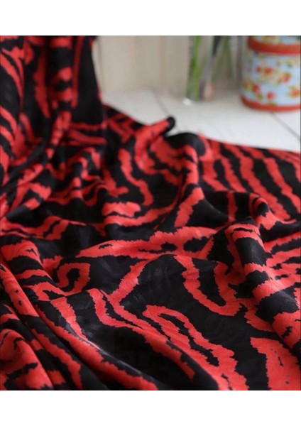 Jakarlı Ipek Kupra Dökümlü Muazzam Kumaş Kırmızı Siyahın Asaleti indirimleri