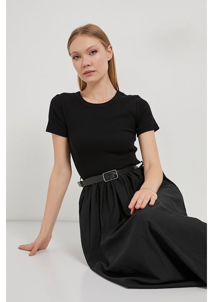 Kemerli Modal Dokulu Tasarım Elbise fırsatları