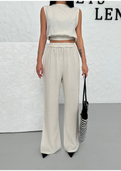 Kadın Özel Keten Takım Bluz ve Pantolon Bol Kesim indirimleri