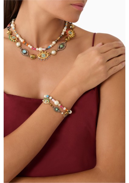 Multi-Strand Eye Bileklik, Pirinç-Kristal indirimleri