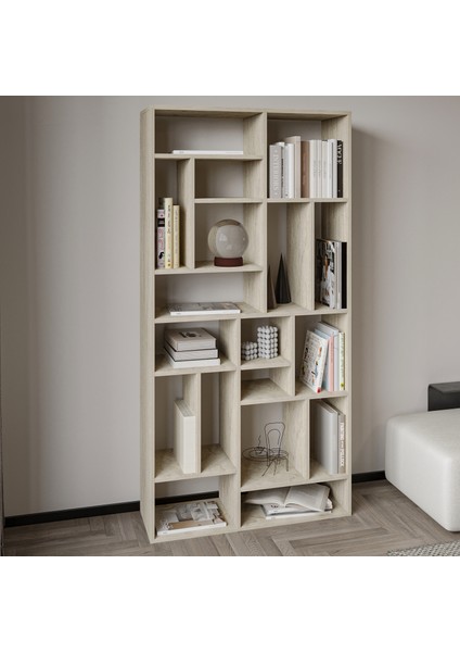 Nicola Kitaplık – 18 Raflı, Modern Kütüphane, Traverten